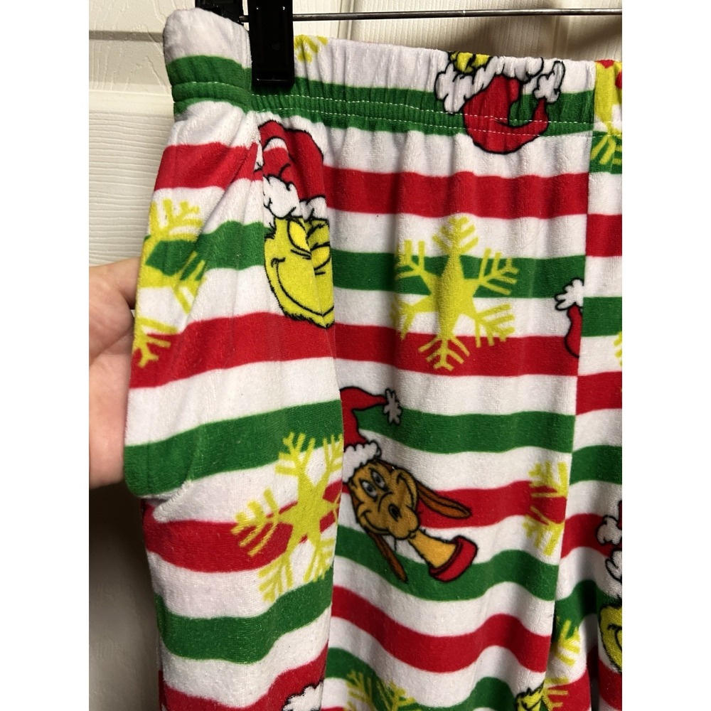 030-006 The Grinch Christmas Pajama Pants Xl 16–18 Cozy Holiday Lounge Velour Pj - Picture 3 of 7